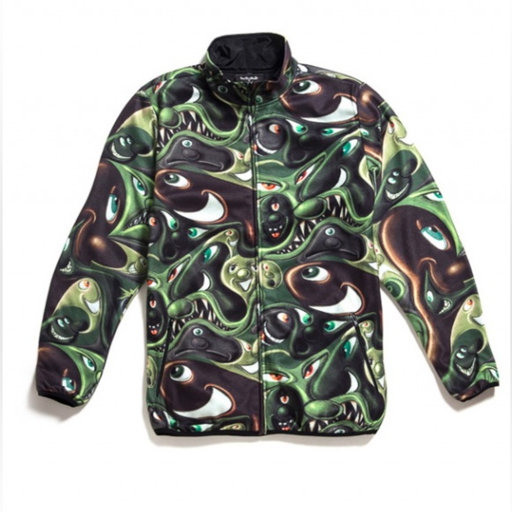 🔥 RARE! Kenny Scharf x The Hundreds Reversible Fleece Zip Jacket (Dior)